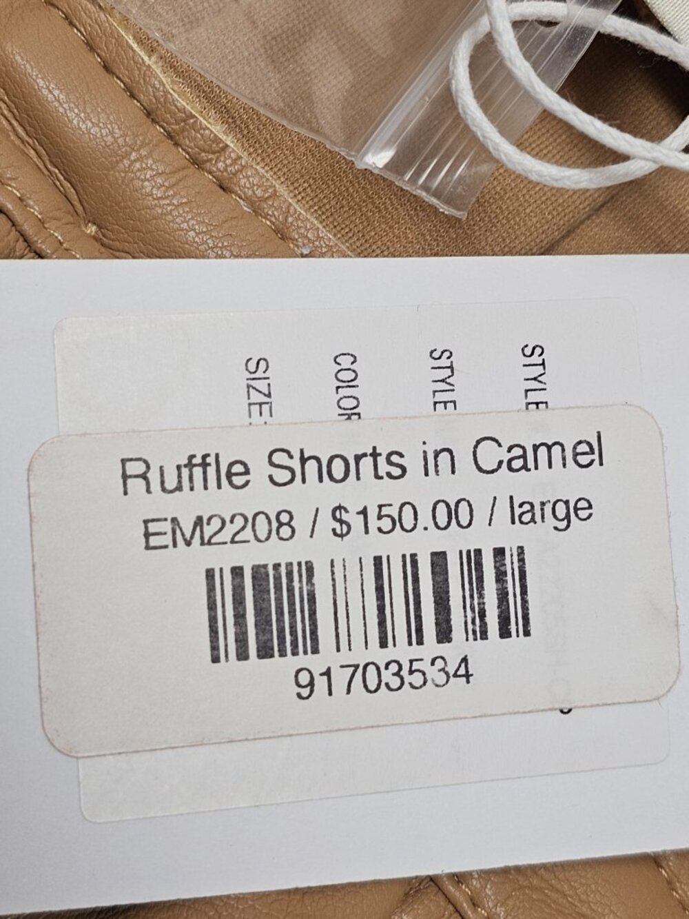 New Ruffle Shorts Camel Brown Emily Mcarthy L Large - Picture 5 of 13